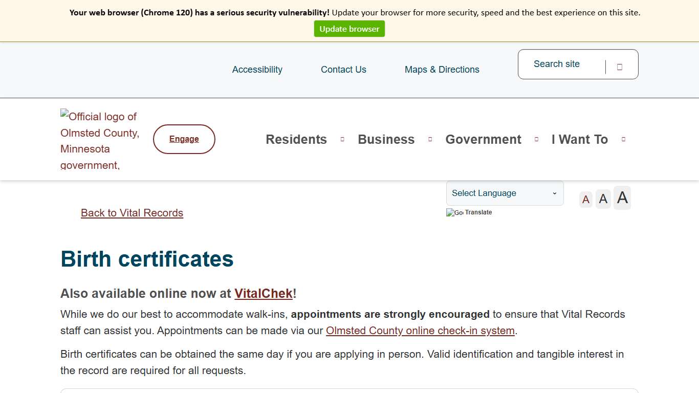 Birth certificates Olmsted County, MN
